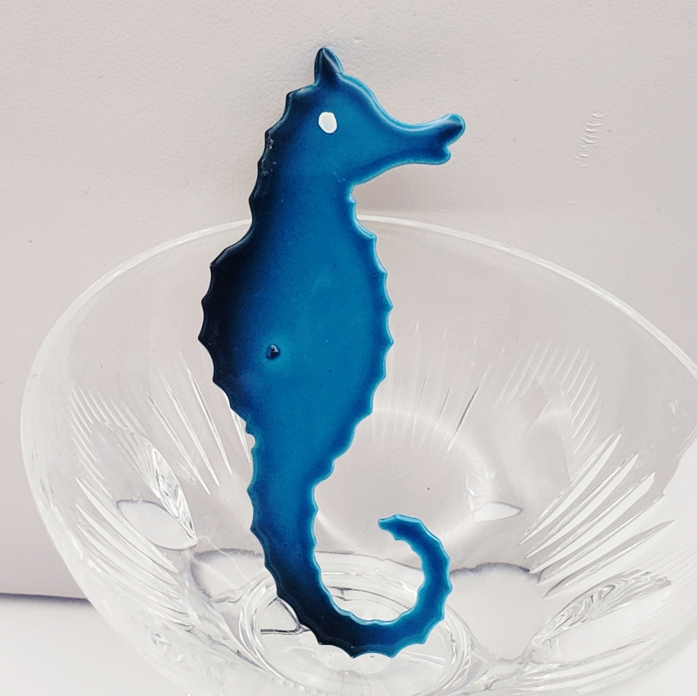 Cute Glossy Turquoise Seahorse Brooch